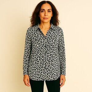 Oasis by Fochini Animal print Chiffon roll up sleeve blouse Size 10